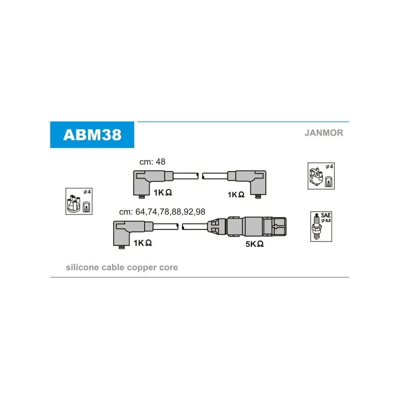 Kit de câbles d'allumage JANMOR ABM38