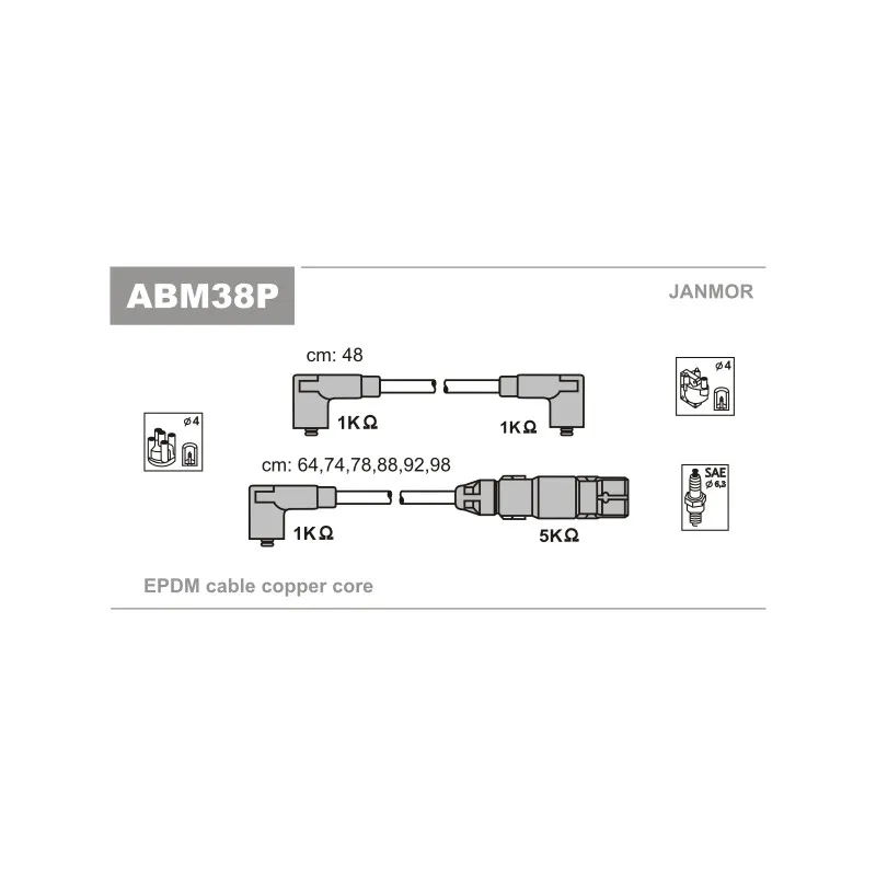 Kit de câbles d'allumage JANMOR ABM38P
