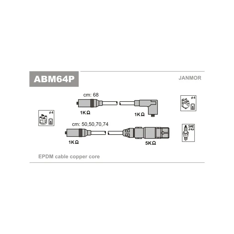 Kit de câbles d'allumage JANMOR ABM64P