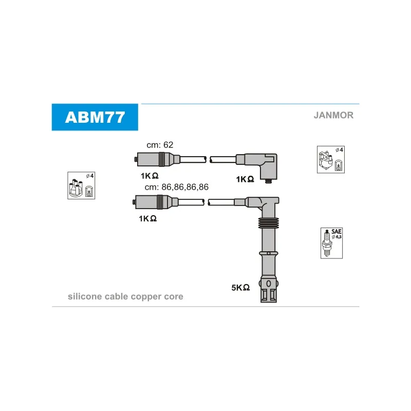 Kit de câbles d'allumage JANMOR ABM77