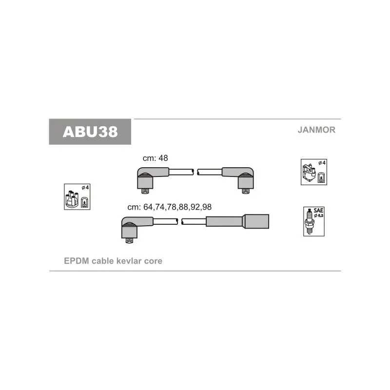 Kit de câbles d'allumage JANMOR ABU38