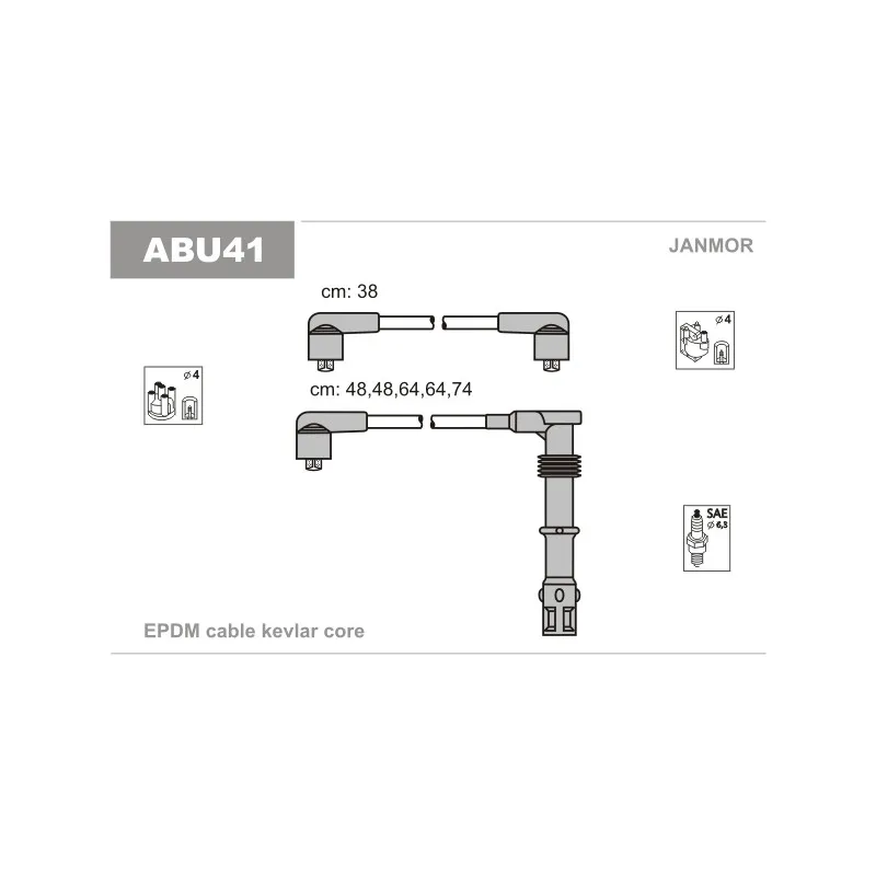 Kit de câbles d'allumage JANMOR ABU41