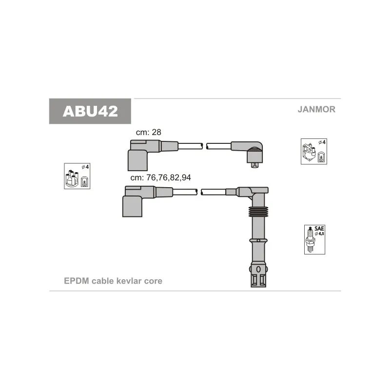 Kit de câbles d'allumage JANMOR ABU42