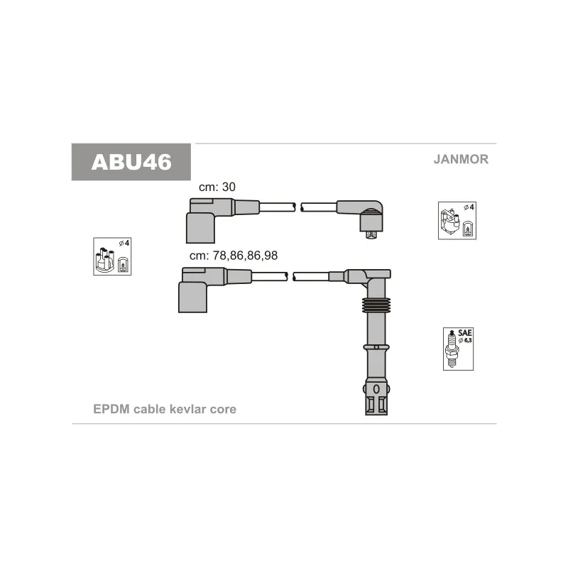 Kit de câbles d'allumage JANMOR ABU46