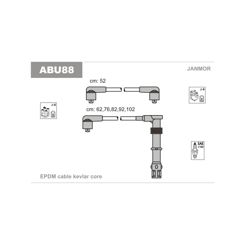 Kit de câbles d'allumage JANMOR ABU88