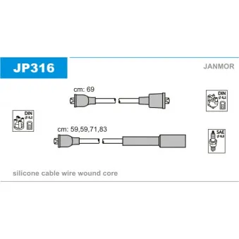 Kit de câbles d'allumage JANMOR JP316