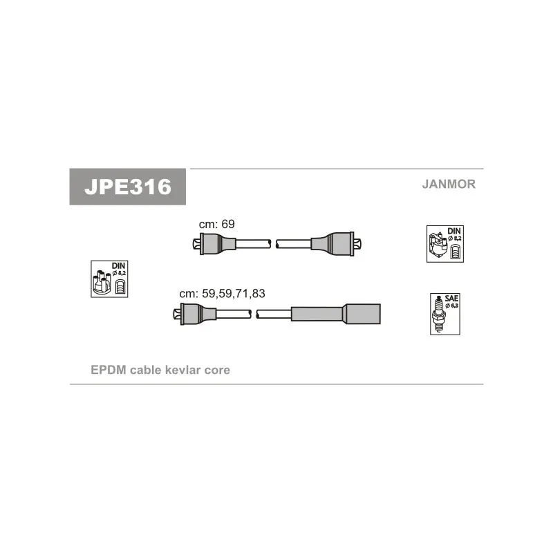 Kit de câbles d'allumage JANMOR JPE316