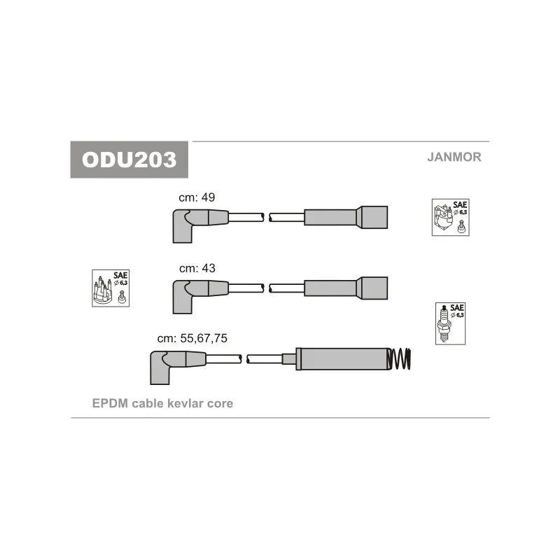 Kit de câbles d'allumage JANMOR ODU203
