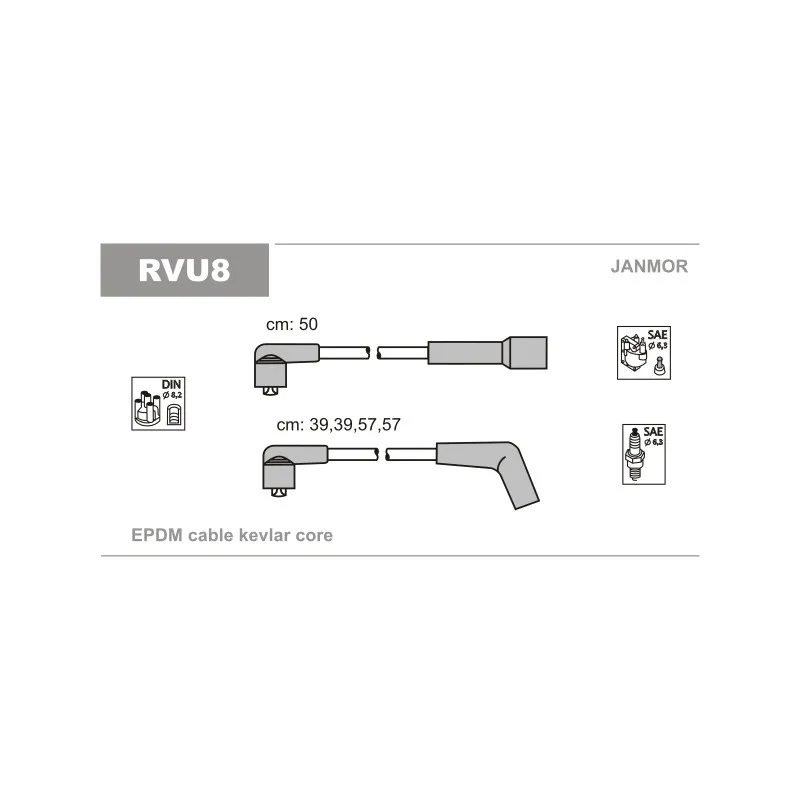 Kit de câbles d'allumage JANMOR RVU8