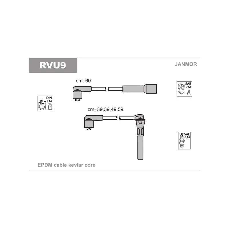Kit de câbles d'allumage JANMOR RVU9