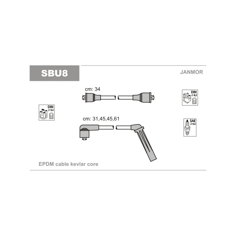 Kit de câbles d'allumage JANMOR SBU8