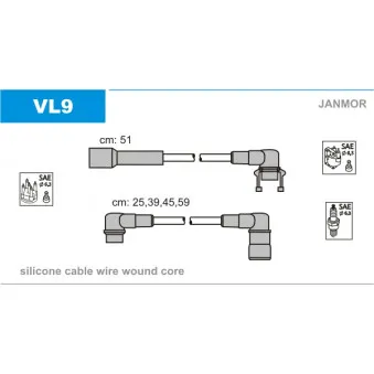 Kit de câbles d'allumage JANMOR VL9