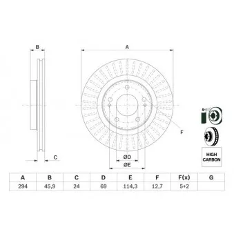 Jeu de 2 disques de frein avant BOSCH 0 986 479 E76