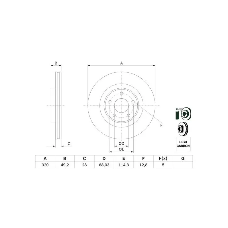 Jeu de 2 disques de frein avant BOSCH 0 986 479 F33