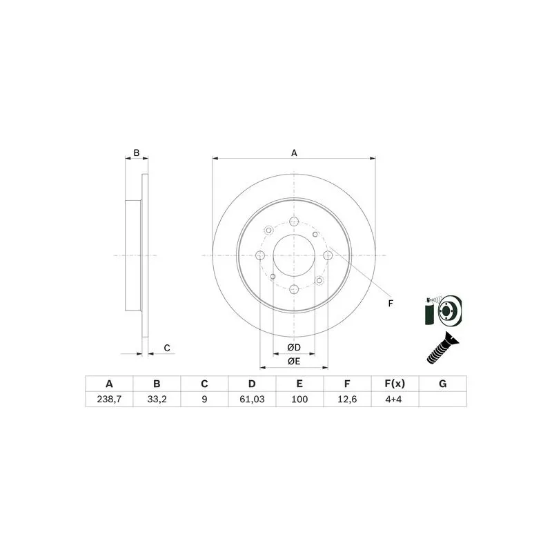 Jeu de 2 disques de frein avant BOSCH 0 986 479 F34