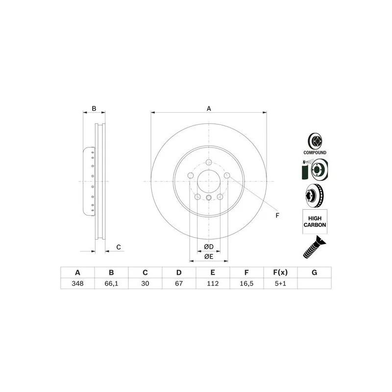 Jeu de 2 disques de frein avant BOSCH 0 986 479 F57