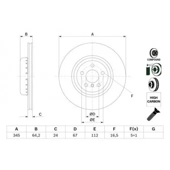 Jeu de 2 disques de frein arrière BOSCH 0 986 479 F61
