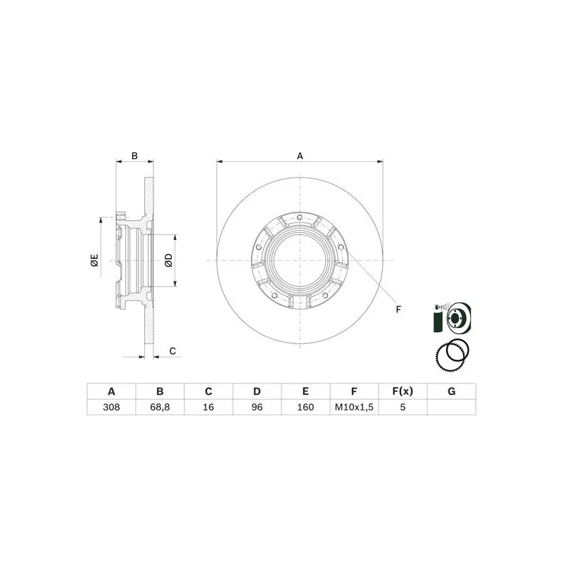 Jeu de 2 disques de frein arrière BOSCH 0 986 479 F62