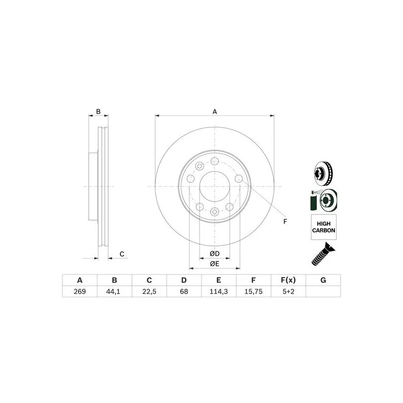 Jeu de 2 disques de frein avant BOSCH 0 986 479 F65