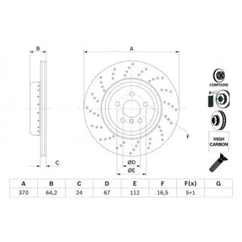 Disque de frein arrière gauche BOSCH 0 986 479 G12