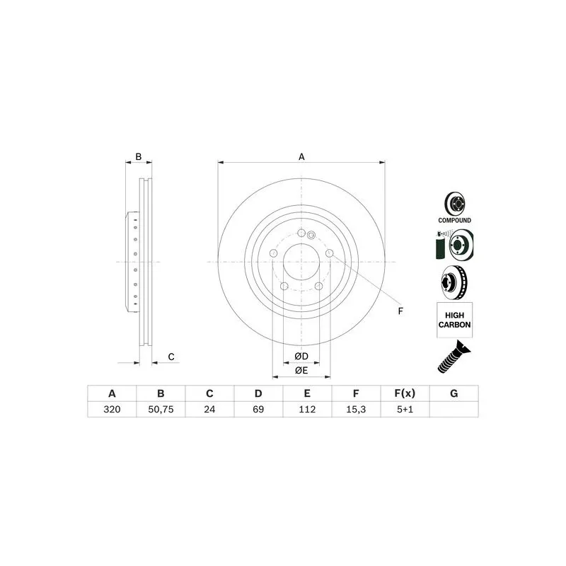 Jeu de 2 disques de frein arrière BOSCH 0 986 479 G36