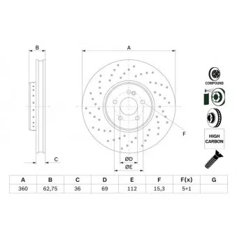 Jeu de 2 disques de frein avant BOSCH 0 986 479 G38