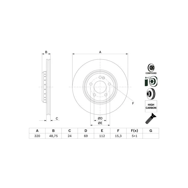 Jeu de 2 disques de frein arrière BOSCH 0 986 479 G39