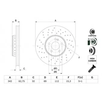 Jeu de 2 disques de frein avant BOSCH 0 986 479 G40