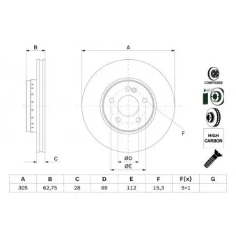 Jeu de 2 disques de frein avant BOSCH 0 986 479 G41