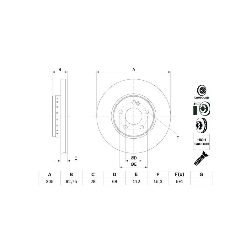 Jeu de 2 disques de frein avant BOSCH 0 986 479 G41