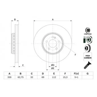 Jeu de 2 disques de frein avant BOSCH 0 986 479 G43
