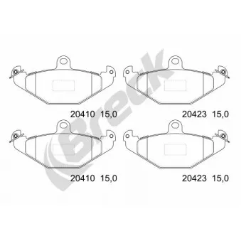 Jeu de 4 plaquettes de frein arrière BRECK 20410 00 704 00