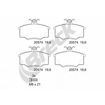 Jeu de 4 plaquettes de frein avant BRECK 20574 10 701 00