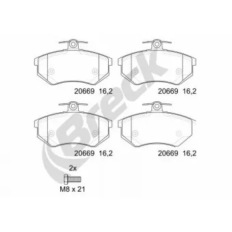 Jeu de 4 plaquettes de frein avant BRECK 20669 00 701 00