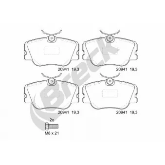 Jeu de 4 plaquettes de frein avant BRECK 20941 00 701 00