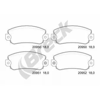 Jeu de 4 plaquettes de frein avant BRECK 20950 00 702 10