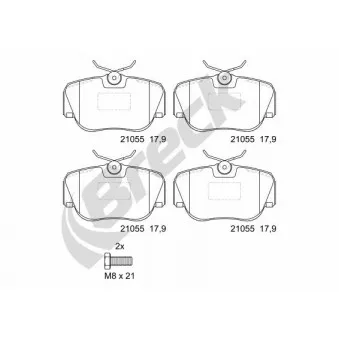 Jeu de 4 plaquettes de frein avant BRECK 21055 00 701 00