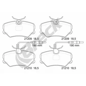 Jeu de 4 plaquettes de frein avant BRECK 21209 00 501 10