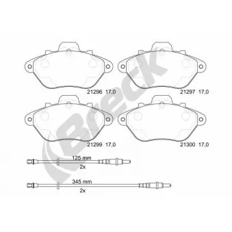 Jeu de 4 plaquettes de frein avant BRECK 21296 00 701 10