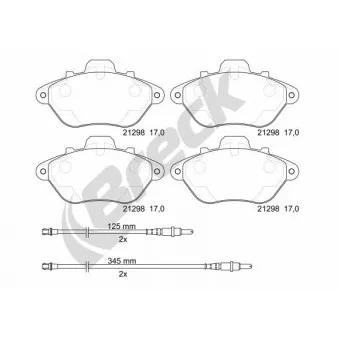 Jeu de 4 plaquettes de frein avant BRECK 21298 00 701 10
