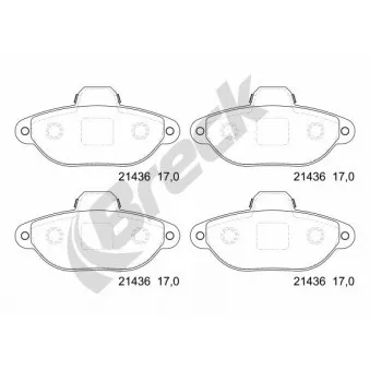 Jeu de 4 plaquettes de frein avant BRECK 21436 00 702 00