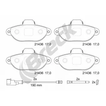 Jeu de 4 plaquettes de frein avant BRECK 21436 00 702 10