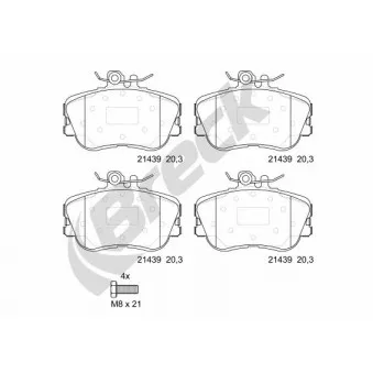 Jeu de 4 plaquettes de frein avant BRECK 21439 00 701 10