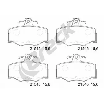 Jeu de 4 plaquettes de frein arrière BRECK 21545 00 704 00