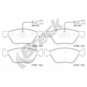Jeu de 4 plaquettes de frein avant BRECK 21636 00 701 10