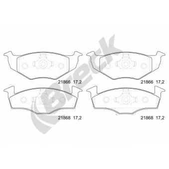Jeu de 4 plaquettes de frein avant BRECK 21866 10 702 00