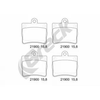 Jeu de 4 plaquettes de frein arrière BRECK 21900 00 702 00