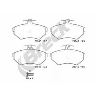 Jeu de 4 plaquettes de frein avant BRECK 21945 10 701 00