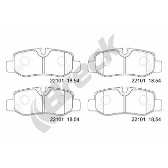 Jeu de 4 plaquettes de frein arrière BRECK 22101 00 703 00