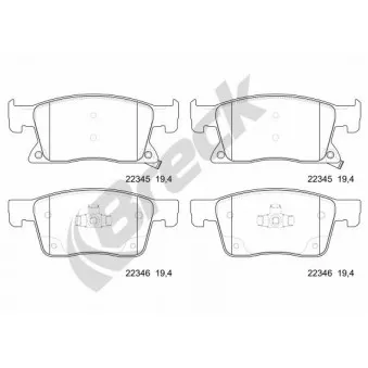Jeu de 4 plaquettes de frein avant BRECK 22345 00 701 00